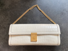 DeMellier Paris Croc-Embossed Leather Clutch Bag - Off White Colour