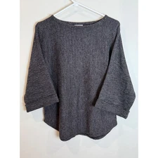 Max Studio London Knit Top Gray Dolman Sleeve Pullover Blouse Size S