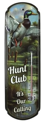 Hunt Club Vintage Thermometer Wall Sign with Embossed Edge Rustic Indoor/Outdoor