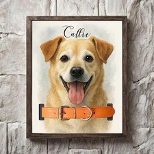 Custom Pet Memorial Frame, Dog Portrait, Collar Holder, Remembrance Gift