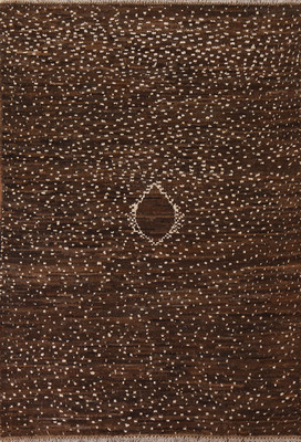 Hand-Knotted Dark Brown Moroccan Style Rug 6x8 Ft Tribal Wool Carpet Bedroom Rug