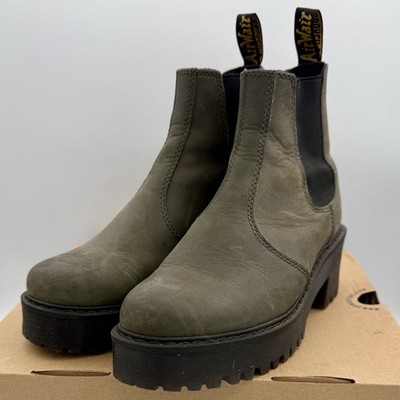 Dr. Martens Rometty 7 Platform Chelsea Boots Black Burnished Wyoming Leather