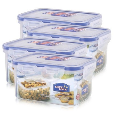 Lock&Lock HPL807 Vorratsdose 470ml - Luft und Wasserdicht - rechteckig (4er Pac