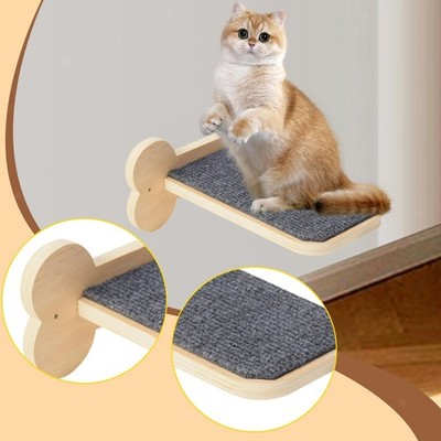 Katzen Wandregal mit Kratzunterlage Holz Katzenbett zum Faulenzen Ausruhen Spielen