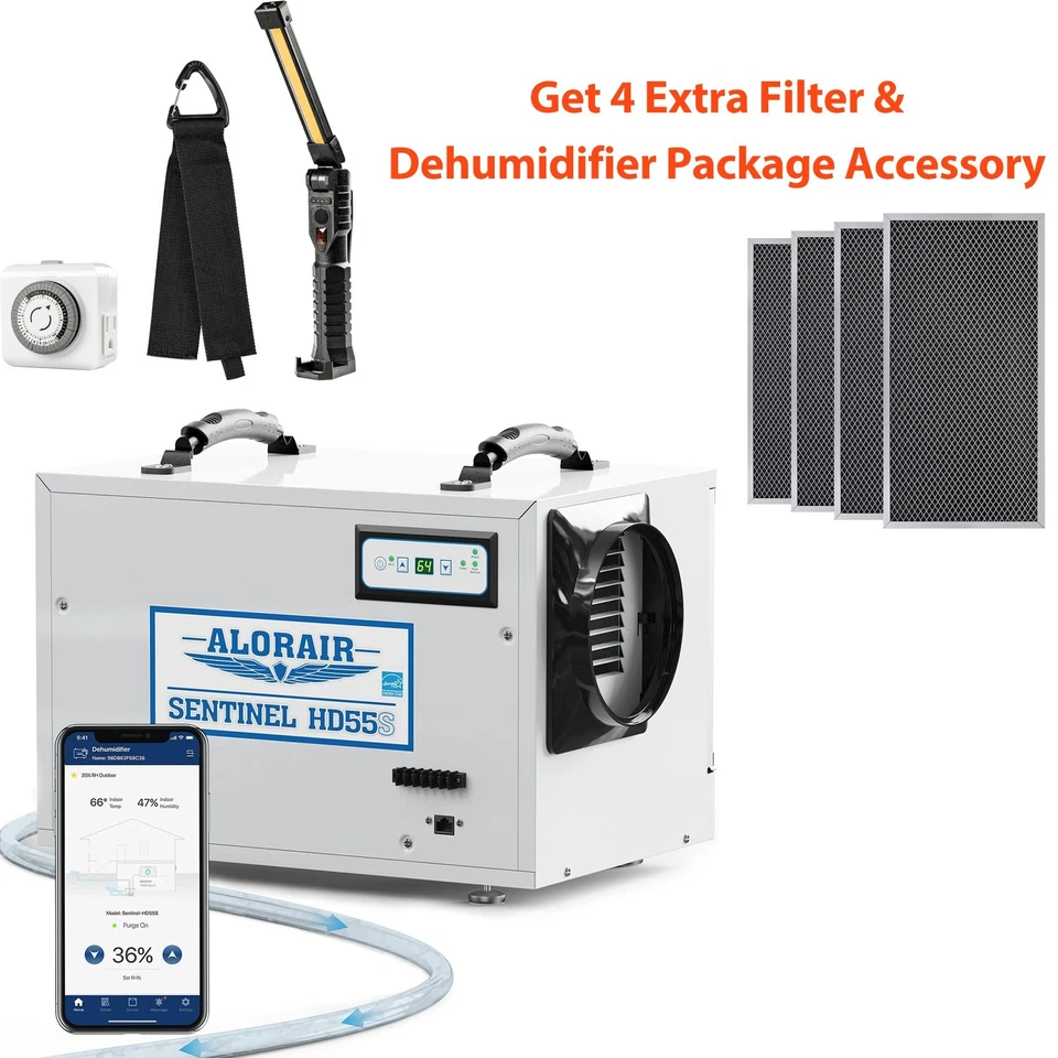 ALORAIR Sentinel HD55S 120Pt Crawlspace/Basement Dehumidifier Energy Star w/WiFi - Image 1 of 4