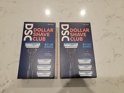 (2-Pack) Dollar Shave Club 4-Blade Razor Bundle 1 Handle 4 Cartridge Per Pack
