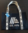 ALDI 50th Anniversary Mesh Tote Bag Black with EST 1976 on Cream Straps — photo 3
