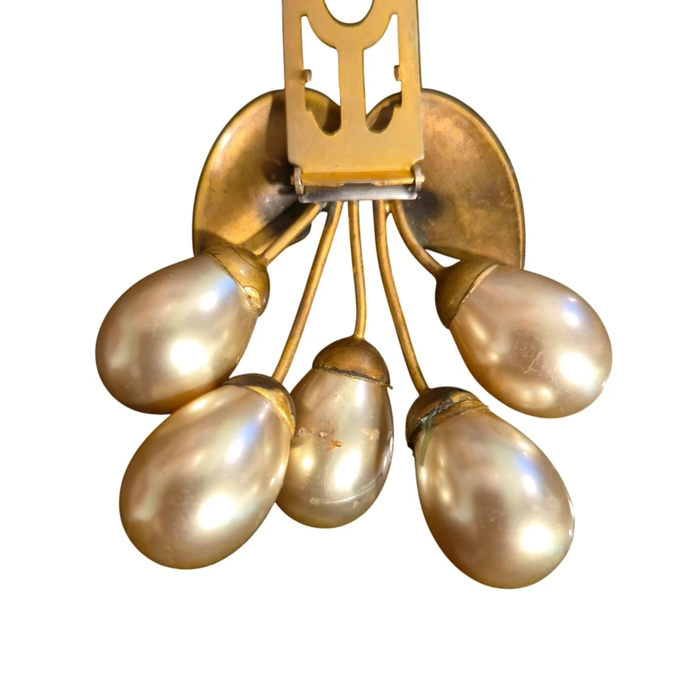 Clip de vestido vintage francés imitación perla años 40 coleccionistas joyería gran declaración Foto 4 de 4