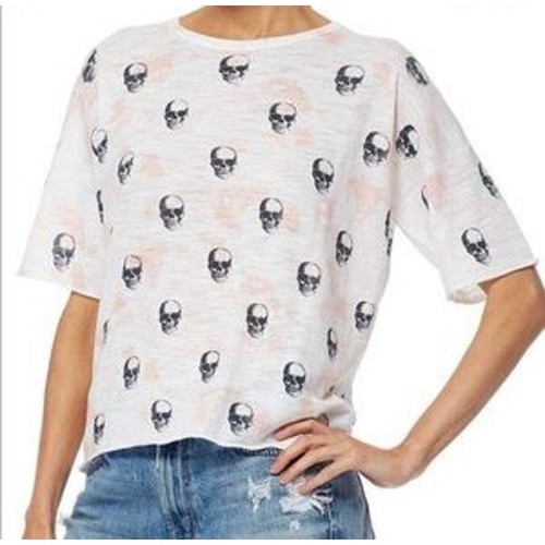 Skull Cashmere Tee Dropped Shoulder Boxy Shirt Size XS - Picture 2 of 10