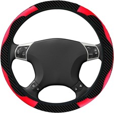 Steering Wheel Cover 15 Inch Carbon Fiber Red Steering Wheel Cover Color: Red
