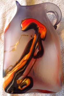HANDGEMACHTER STUDIO GLASKRUG - 24 cm hoch - sehr bunte Glasdekoration