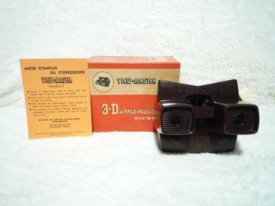 SAWYER'S VIEW-MASTER BROWN BAKELITE VIEWER with BOX ~ MODEL E ~ NEW IN OPEN BOX