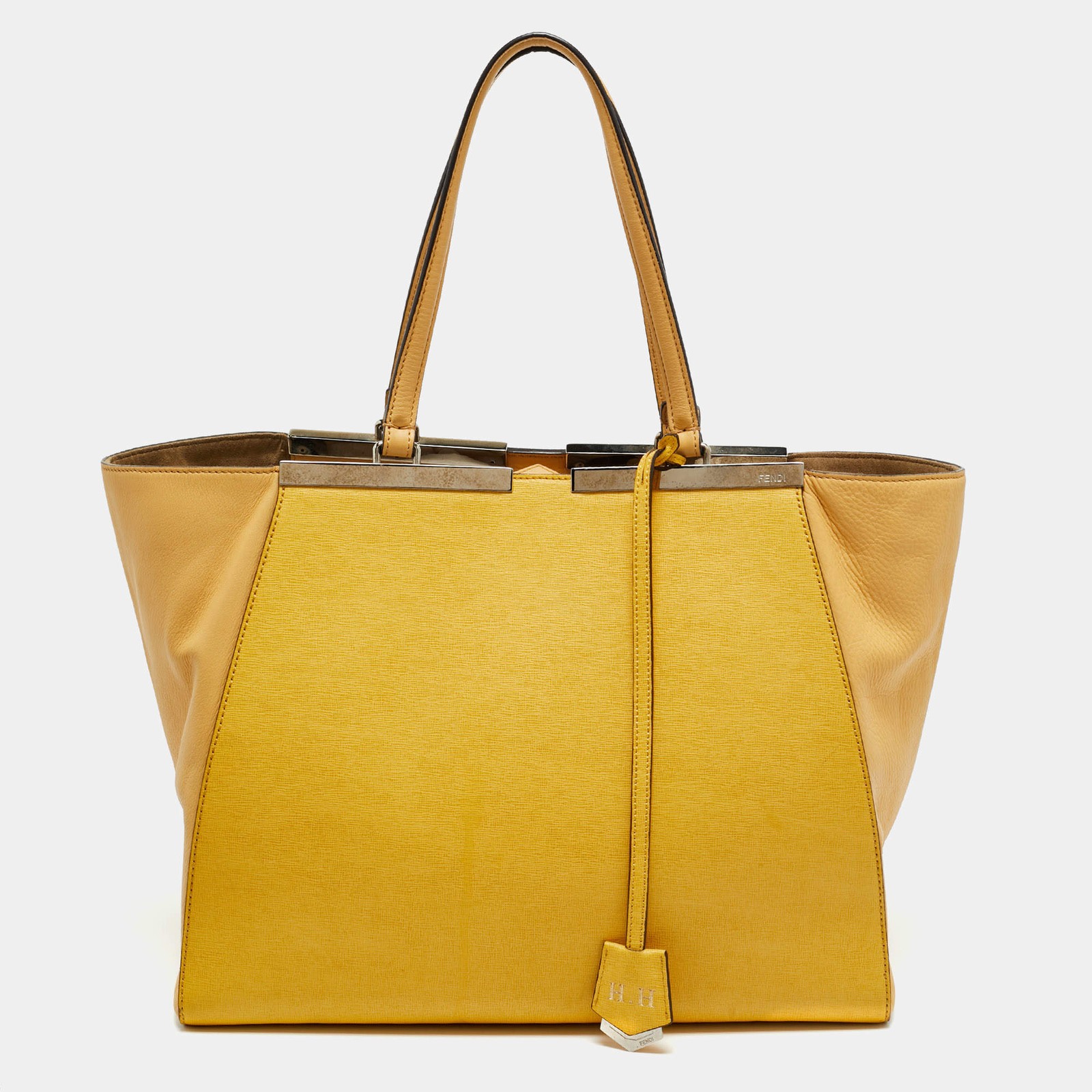 Fendi Two Tone Yellow Leather Large 3Jours Tote