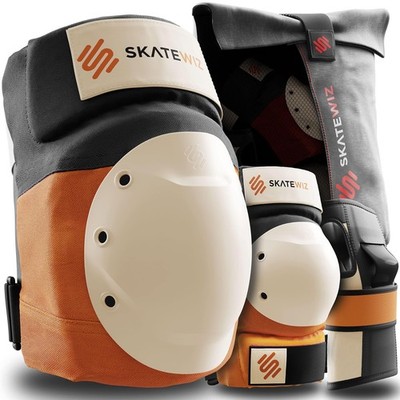 SKATEWIZ Skating Protective Gear Adult Knee Pads, Elbow Pads and Wrist Guards...