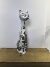 "FABULOSA estatua italiana de gato Gatto pintada a mano de 14"" de cerámica Mancioli Deruta"