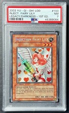 2003 Yugioh INJECTION FAIRY LILY 1st Edition LOD-100 Secret Rare PSA 7 Near Mint