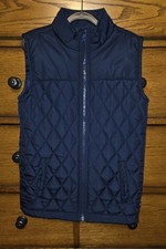 Crown  Ivy Boys Navy Quilted Vest Size Medium 10-12 Full Zip Front Pockets