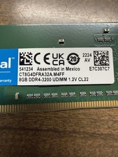 8GB Crucial CT8G4DFRA32A.M4FF DDR4 3200MHz Non-ECC DDR4 Computer Memory RAM