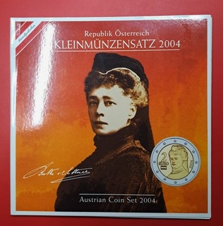 2004 Österreich 1 Cent 2 Euro KMS Coin Set im Original Folder Hgh