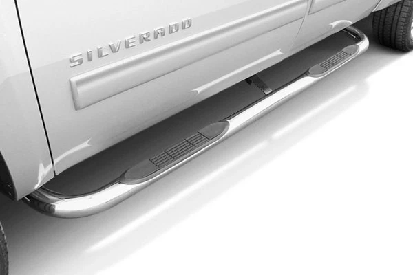 For Chevy Silverado 3500 HD 07-19 3" Cab Length Polished Round Bent Tube Steps - Image 2 of 3