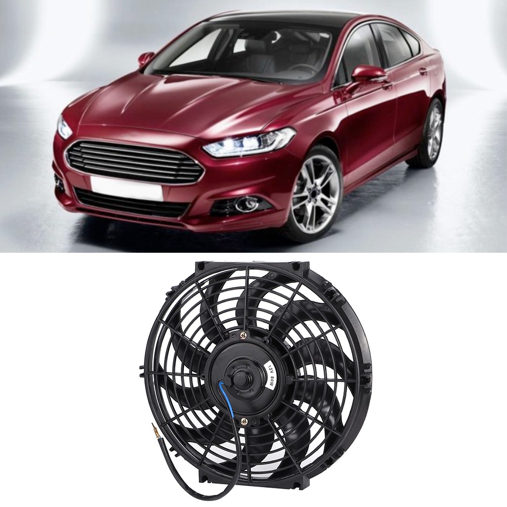 12in Universal Slim Radiator Cooling Fan Thermo 12V With Mounting Kit