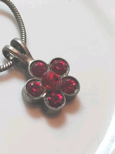 Necklace, Deep Red Crystal Stones. 