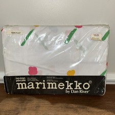 Marimekko Twin Flat Sheet Snow Flower Print New Dan River NOS