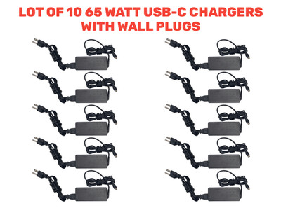 LOT x10 65W USB C AC Adapter Chargers for Laptop Chromebook DELL HP SAMSUNG ACER