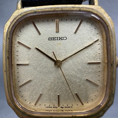 Seiko Watch Men 28mm Champagne Dial Gold Tone Octagon 5P31-5270
