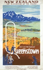 New Zealand Queenstown 1935 Travel Poster Reproduction Wall Art Print Retro
