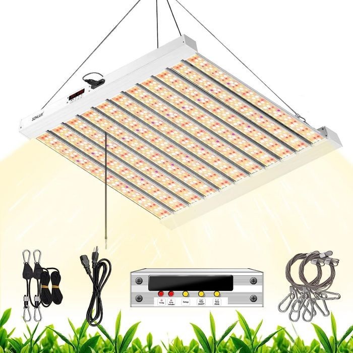 One SZHLUX 500W LED Grow Light 4x4/5x5ft w/Timer and Temp Control, Full Spectrum