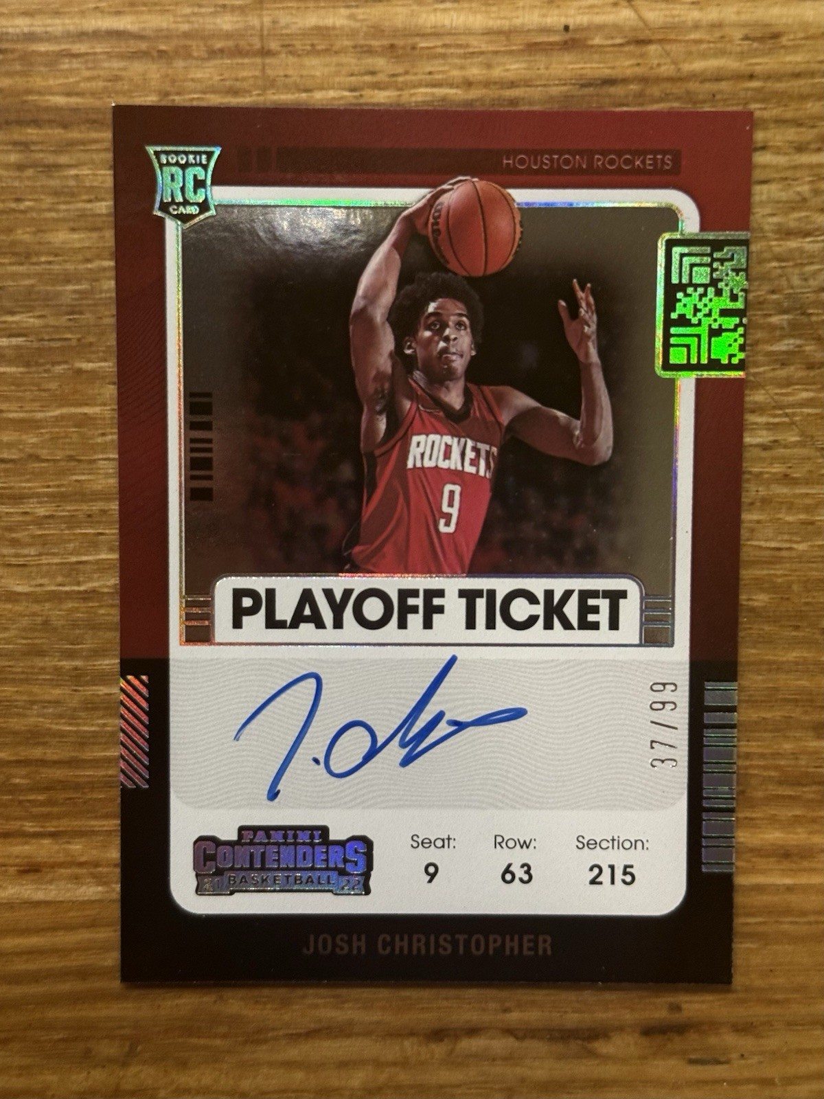 2021 Panini Contenders Playoff Ticket #’d /99 Josh Christopher Rookie Auto RC