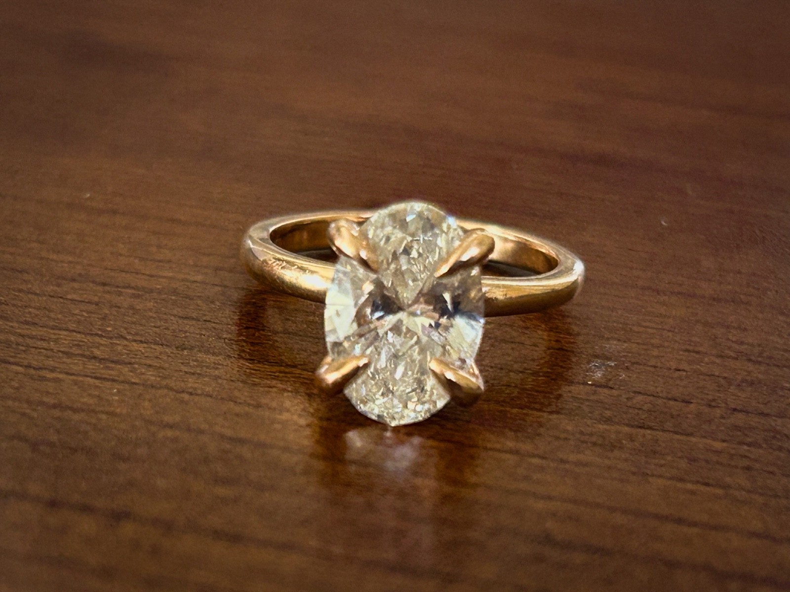 Engagement Ring/IGI Certified/Lab grown 2.4 Carat/Oval Brilliant/10K Rose Gold-image
