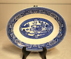 Vintage Blue Willow Oval Vegetable Serving Bowl Dish 9"x6.5"