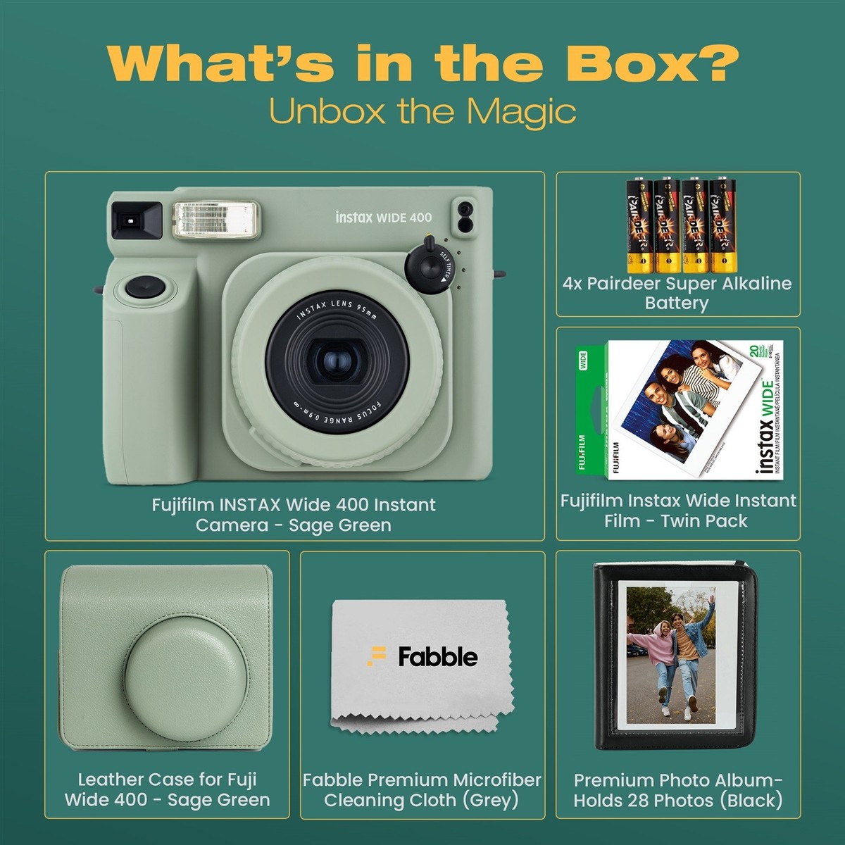 with FUJIFILM PREMIUM SIGNED PHOTO 4種類 FUJIFILM instax WIDE 400 Instant Film Camera Bundle | eBay