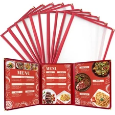 Clear Restaurant Menu Covers, Letter 8.5"x 11" (3 Page, 6 View) 