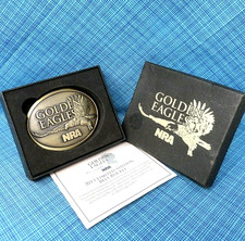 NRA Golden Eagles Member Belt Buckle 2013 Limited Edition Box Papers .CPA235