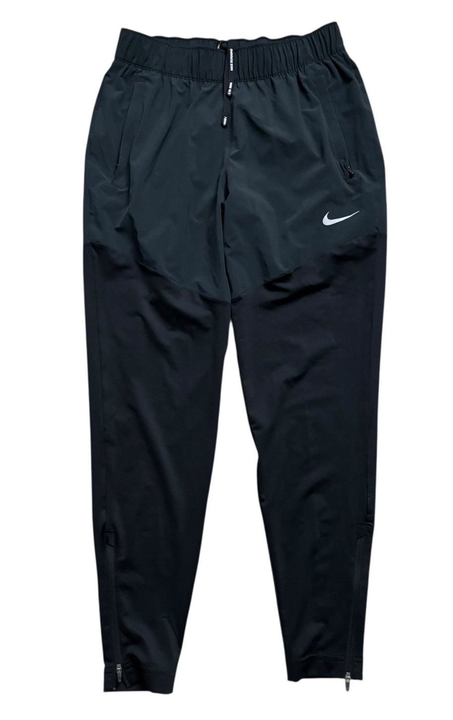 Nike Womens Small Gray Black Essential Running Pants with Zip Ankles 30x28