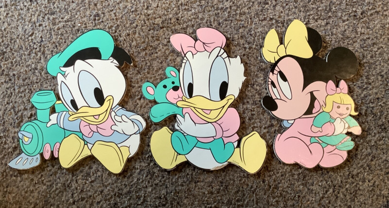 3 Vintage Disney Wall Decor Nursery Cardboard Cutouts Minnie, Daisy & Donald-L