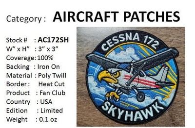 CESSNA 172 - SKYHAWK  - 3  Cloth Patch - AC172SH