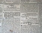 (4) President GEORGE WASHINGTON Acts of Congress Script Signed in 1796 Newspaper