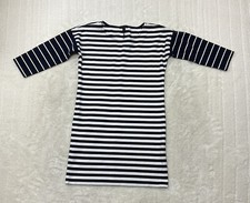 J Crew Womens Size XS Blue And White Striped Dress 3/4 Sleeve Round Neck 