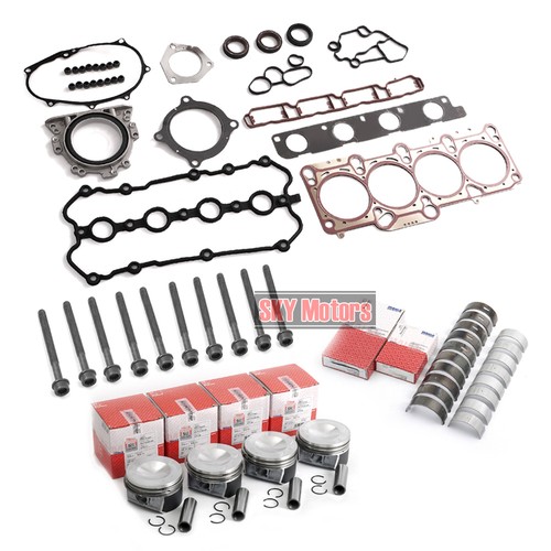 Engine Pistons Rings Gaskets Bolts Rebuild Kit For VW AUDI A4 2.0 TFSI
