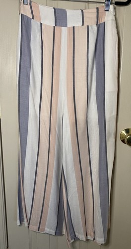 On The Road Striped Wide Leg Pants Side Zip Women’s Medium - Picture 1 of 9