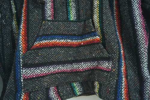 Vintage 1990s Kids Art-Maz Hooded Pullover Striped Knit Poncho Blanket Hoodie - Picture 3 of 5