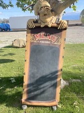 Standing Chef with Chalkboard Menu Statue Restaurant Kitchen Collectible