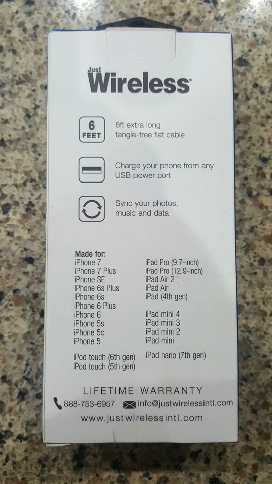 Cable plano sin enredos Just Wireless de 6 pies para iPhone X 8 7 6 6S plus 5S 5c gris Foto 2 de 4