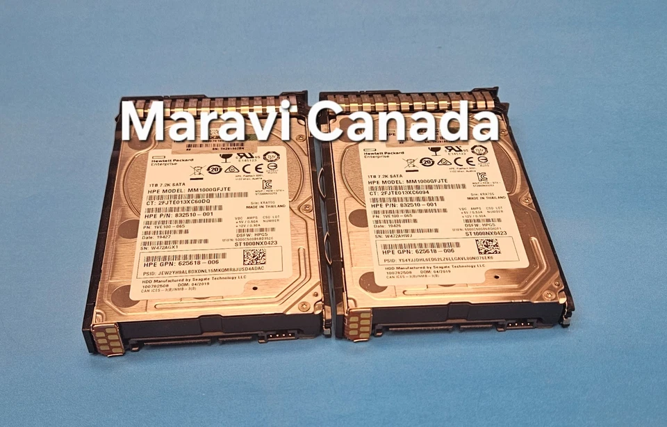 Lot 2 (2 pcs) HP 1TB 7.2K 6G MDL SFF 2.5" HDD 656108 ST1000NX0423 w/ G9/G10 tray - Image 2 of 3