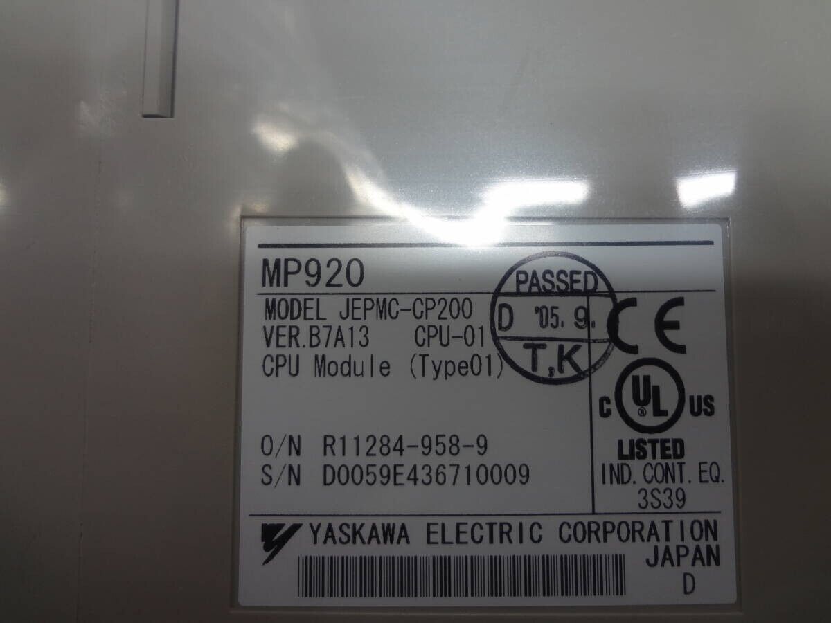 YASKAWA MP920 CPU-01 Controller JEPMC-CP200 Factory stored YASKAWA MP920 CPU-01 Controller JEPMC-CP200 Factory stored