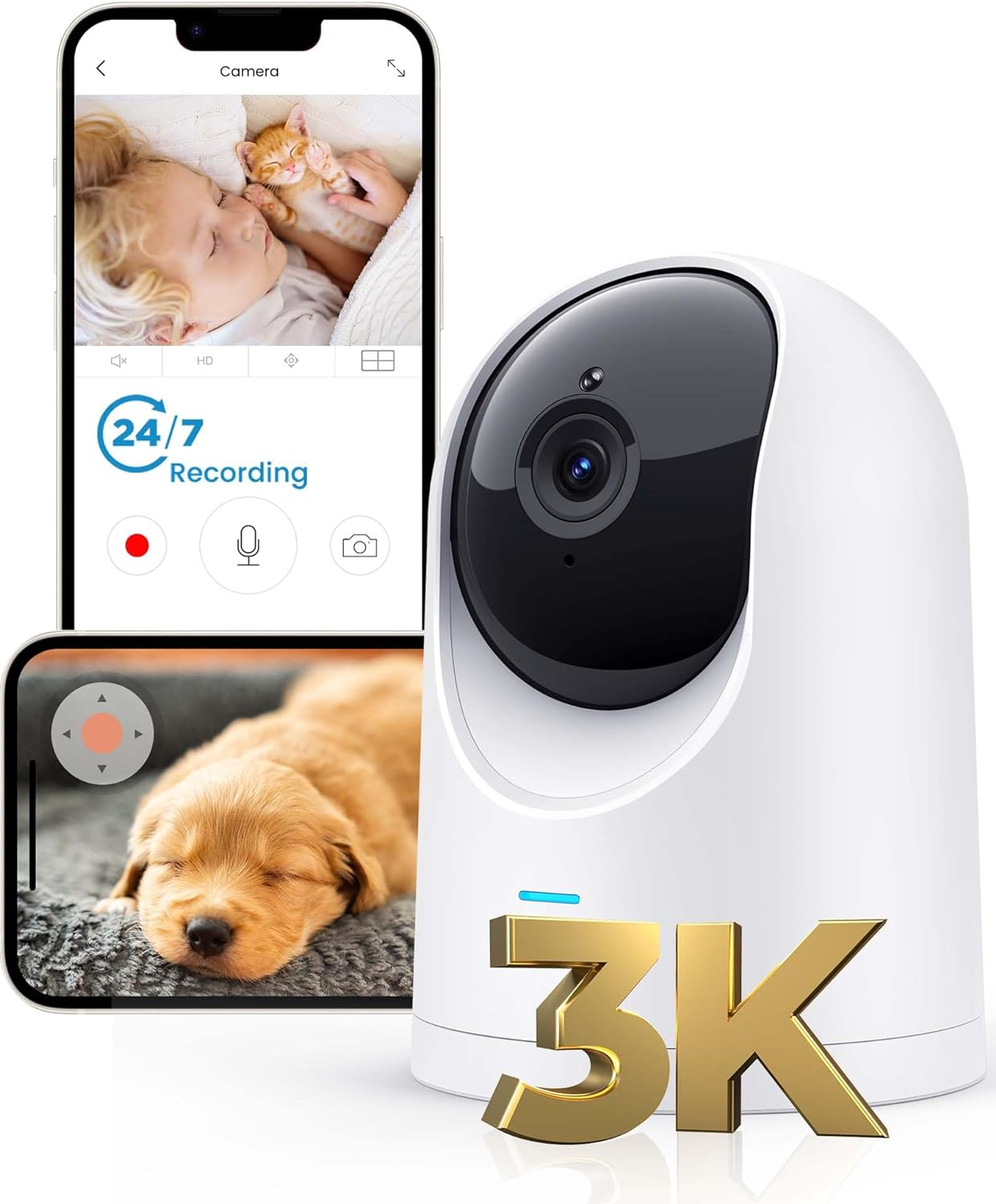 Indoor Cameras for Home Security - 3K 5MP Pan/Tilt Baby Monitor/Pet Camera/Home-image
